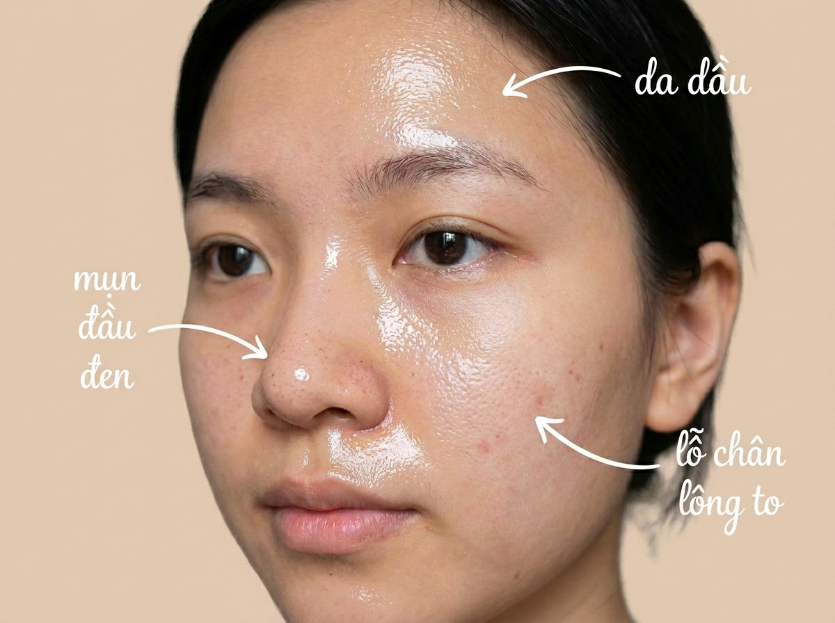 Da đổ nhiều dầu